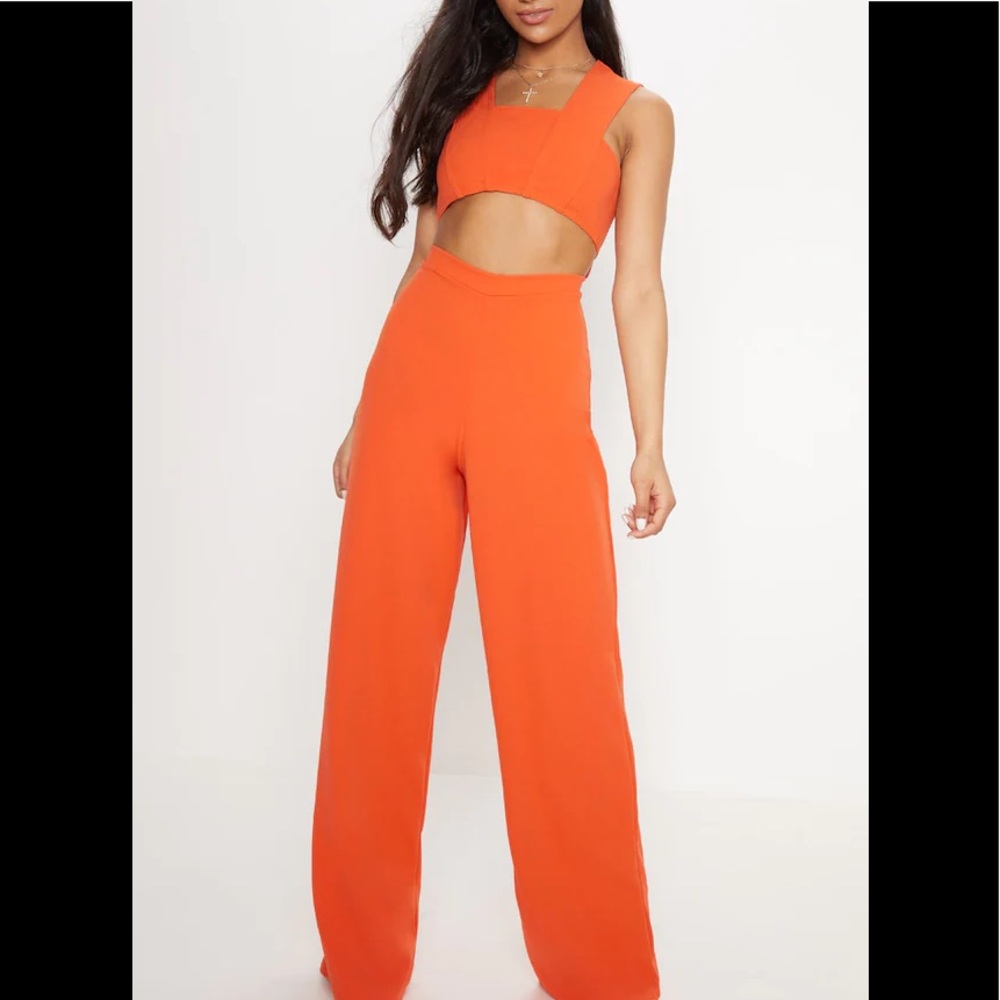 Orange Crepe Cut Out Jumpsuit